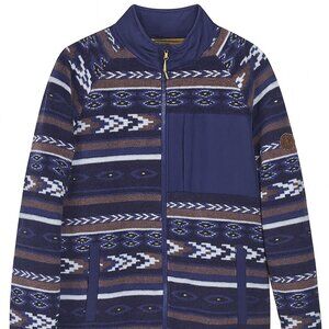 Men’s Navy Aztec Print Full-Zip Fleece Jacket w/ Chest Pocket